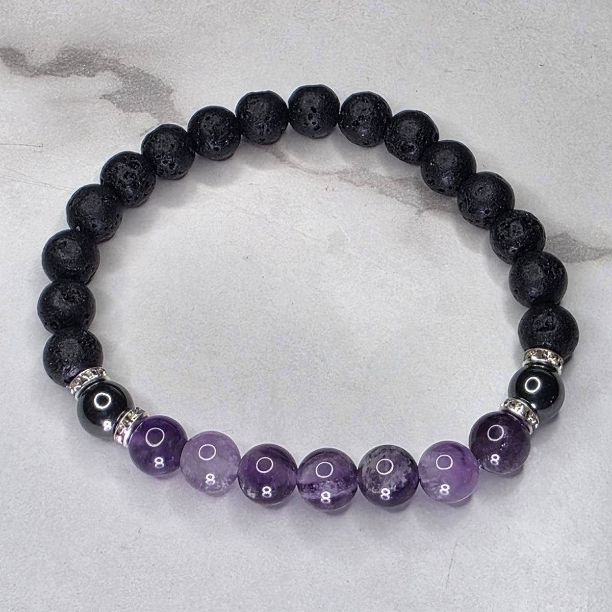 Midnight Amethyst Lava Bracelet