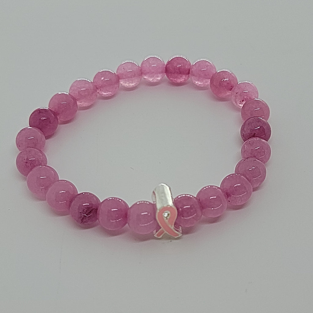 Pink Jade Breast Cancer Awareness Bracelet
