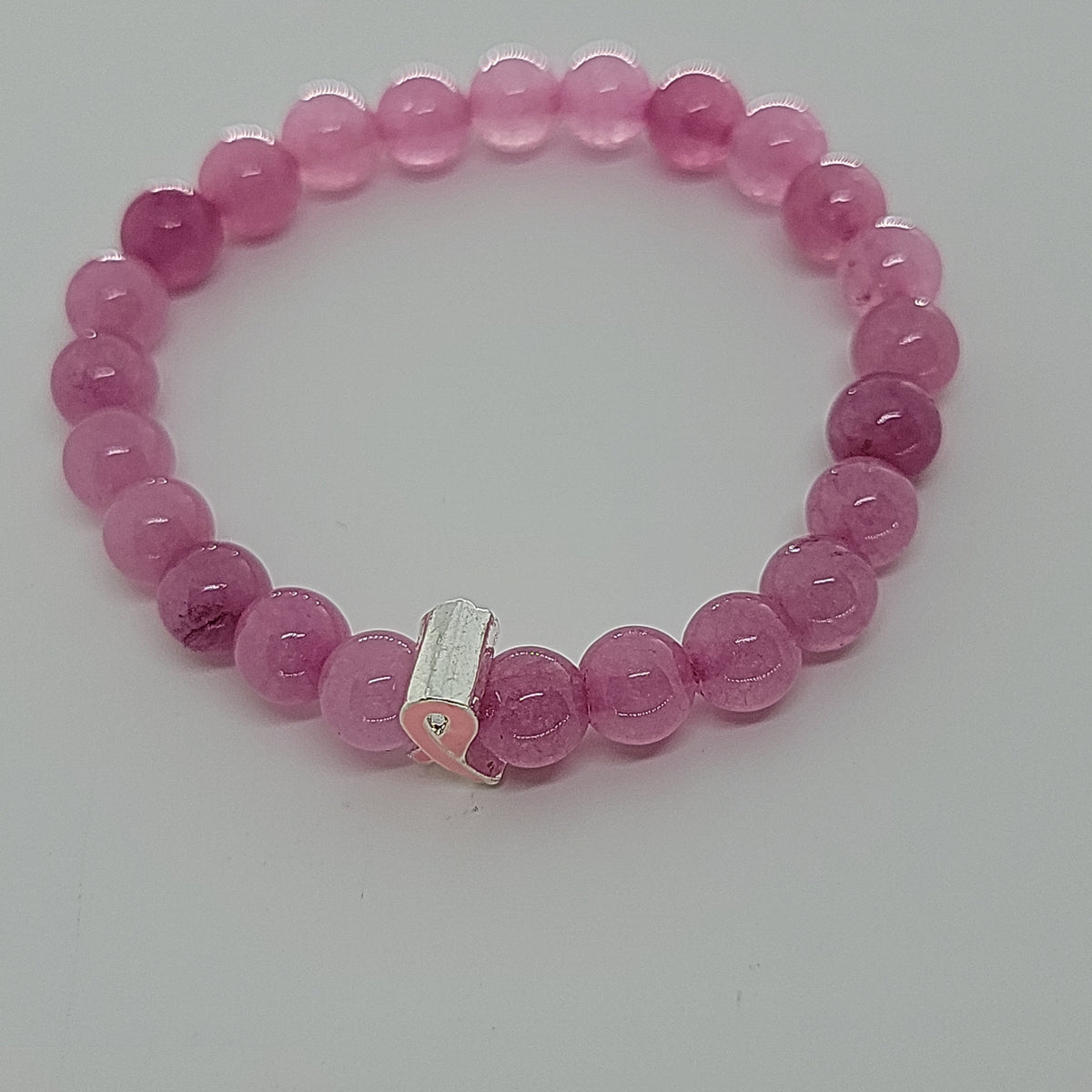 Pink Jade Breast Cancer Awareness Bracelet