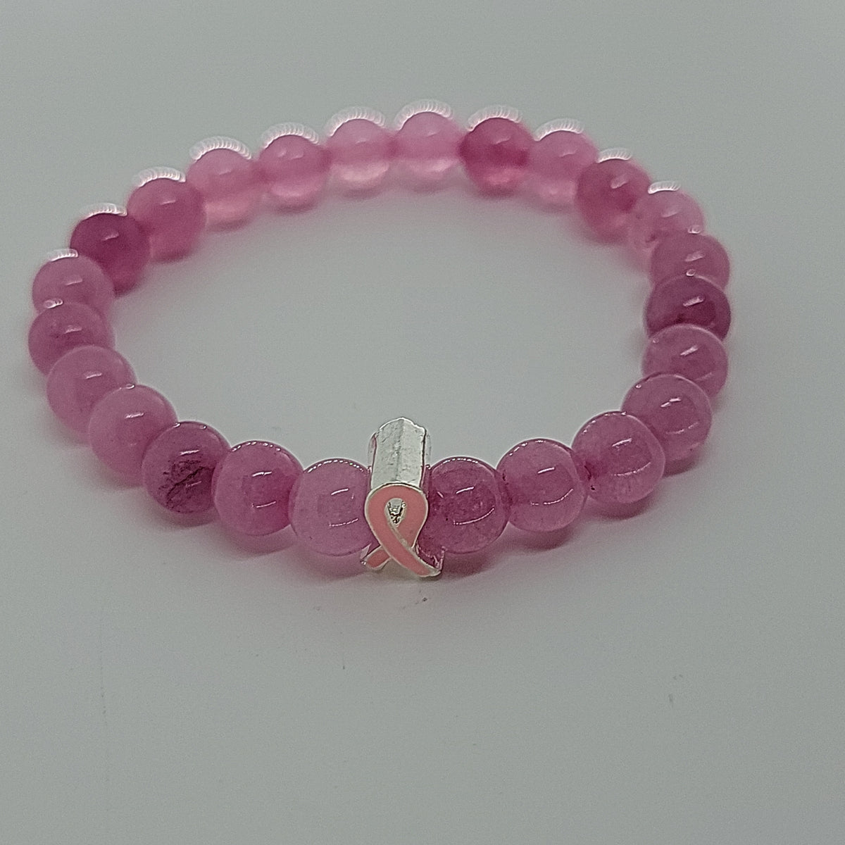 Pink Jade Breast Cancer Awareness Bracelet