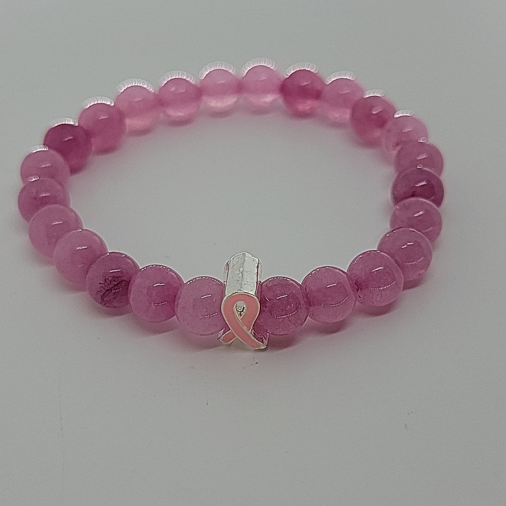 Pink Jade Breast Cancer Awareness Bracelet