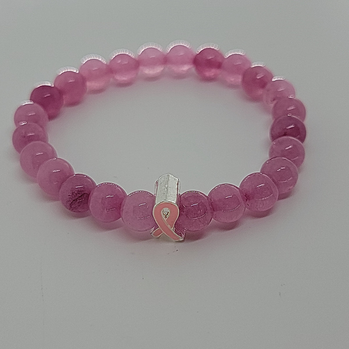 Pink Jade Breast Cancer Awareness Bracelet