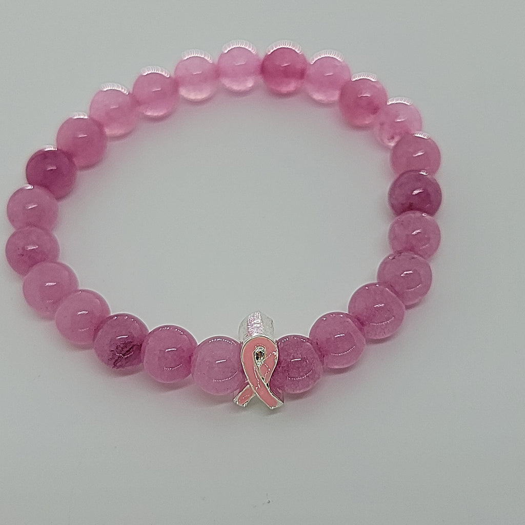 Pink Jade Breast Cancer Awareness Bracelet